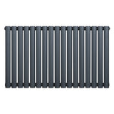 Gliederheizkörper in Anthrazitgrau, 600mm x 1020mm, mit schlanken, vertikalen Lamellen und glatter, mattschwarzer Oberfläche für modernen Wohnstil