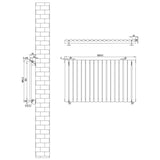 Gliederheizkörper in Weiß, 600mm x 1020mm, mit schlanken, vertikalen Röhren und klaren Linien, ideal für moderne Heizlösungen in Wohnräumen
