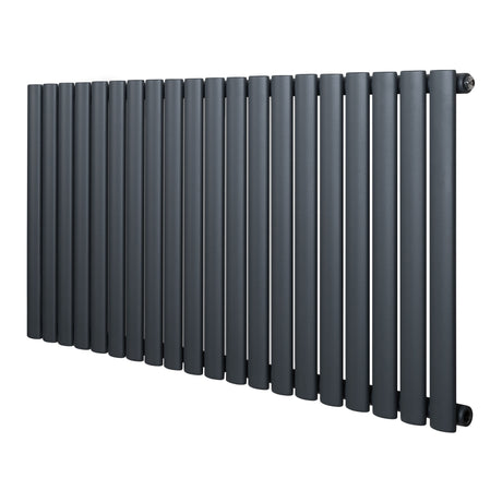 Gliederheizkörper in Anthrazitgrau, 600mm x 1200mm, mit schlanken, vertikalen Röhren und mattem Finish für modernes Raumdesign