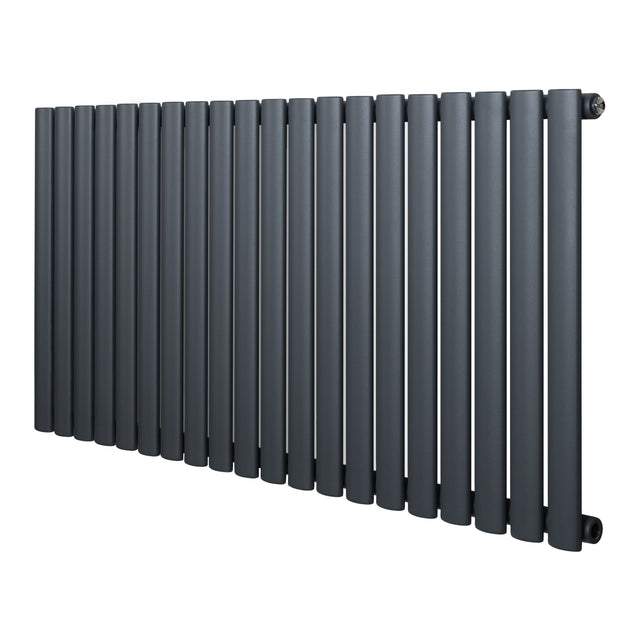 Gliederheizkörper in Anthrazitgrau, 600mm x 1200mm, mit schlanken, vertikalen Röhren und mattem Finish für modernes Raumdesign