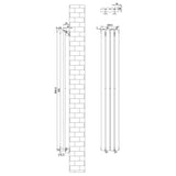 Schwarzer Gliederheizkörper mit den Maßen 1600mm x 240mm, schlankes Design, vertikale Anordnung, ideal für moderne Innenräume und effiziente Wärmeverteilung