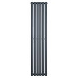 Gliederheizkörper in Anthrazitgrau, 1600mm x 360mm, mit schlankem, vertikalem Design und glatter, mattschwarzer Oberfläche für moderne Räume