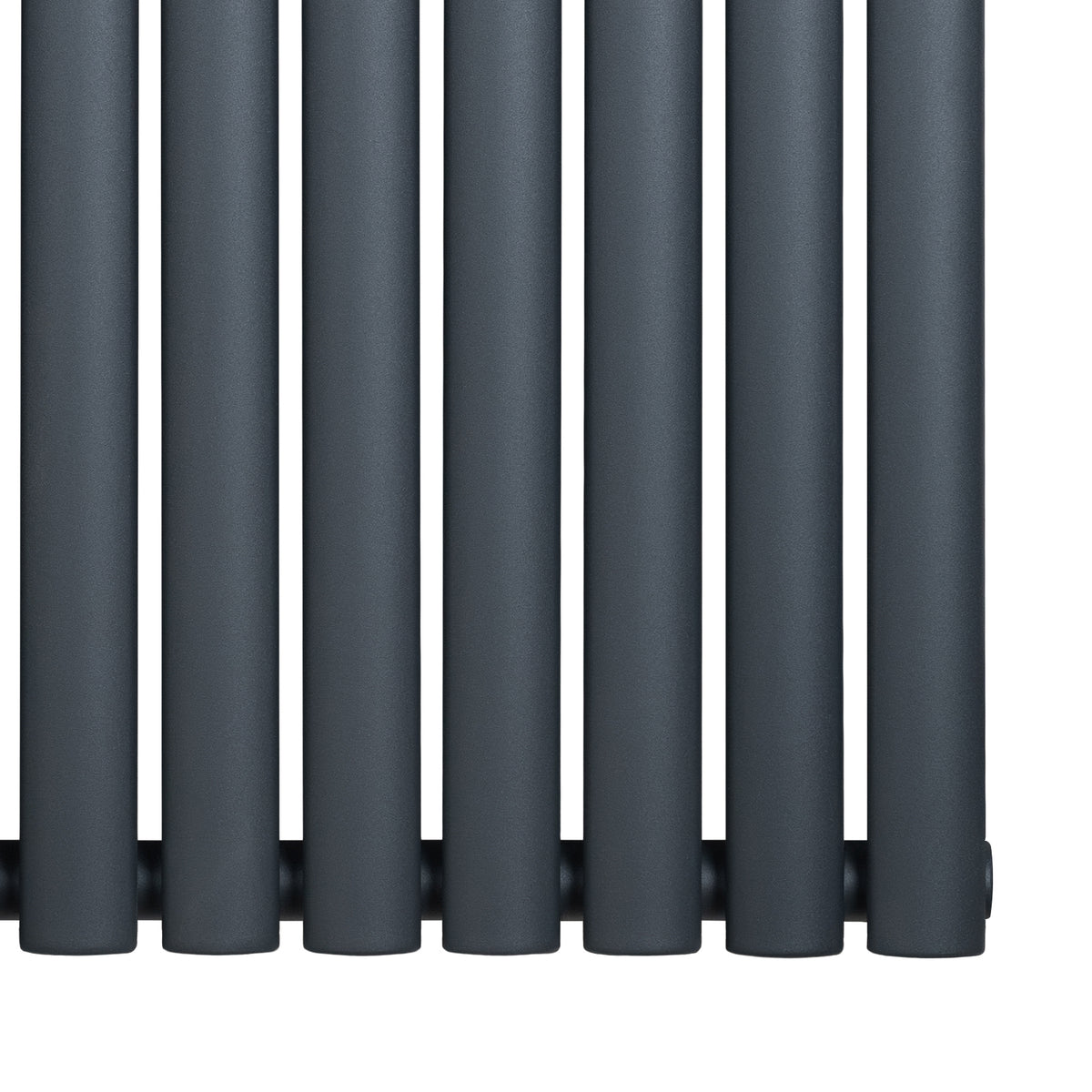 Gliederheizkörper in Anthrazitgrau, 1600mm x 480mm, mit glatten, runden Röhren und mattem Finish, ideal für moderne Wohnräume