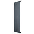 Hochformatiger Gliederheizkörper in Anthrazitgrau, 1800mm x 480mm, mit glatten, vertikalen Lamellen und modernem, minimalistischen Design