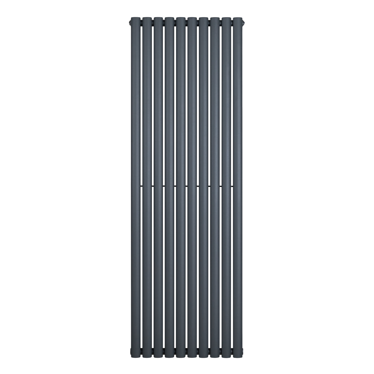 Gliederheizkörper in Anthrazitgrau, 1800mm x 600mm, mit schlanken, vertikalen Lamellen und glatter, mattschwarzer Oberfläche für modernes Design