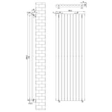 Gliederheizkörper in Weiß, 1800mm x 600mm, mit vertikalen Röhren und klaren Linien, ideal für moderne Innenräume und effiziente Wärmeverteilung