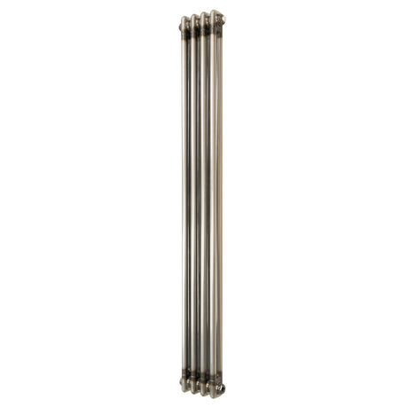 Klassischer 2-Säulen-Heizkörper aus Rohmetall, 1500 x 200 mm, mit glänzender Oberfläche und eleganter, vertikaler Form