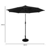 LED-Kipp-Sonnenschirm 2,7m mit Ständer - Schwarz