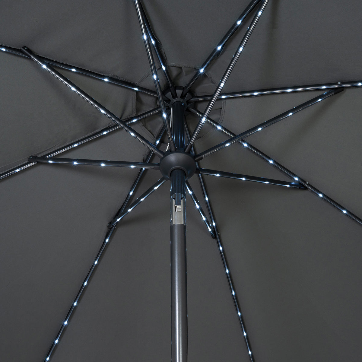 LED-Kipp-Sonnenschirm 2,7m mit Ständer - Grau