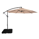 Ausleger-Sonnenschirm 3m mit Quadratischem Beschwerungsfuß – Beige