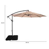 Ausleger-Sonnenschirm 3m mit Quadratischem Beschwerungsfuß – Beige