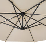 Ausleger-Sonnenschirm 3m mit Quadratischem Beschwerungsfuß – Creme