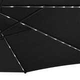 LED Ausleger-Sonnenschirm 3m mit Quadratischem Beschwerungsfuß – Schwarz