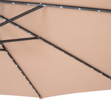 LED Ausleger-Sonnenschirm 3m mit Quadratischem Beschwerungsfuß – Beige