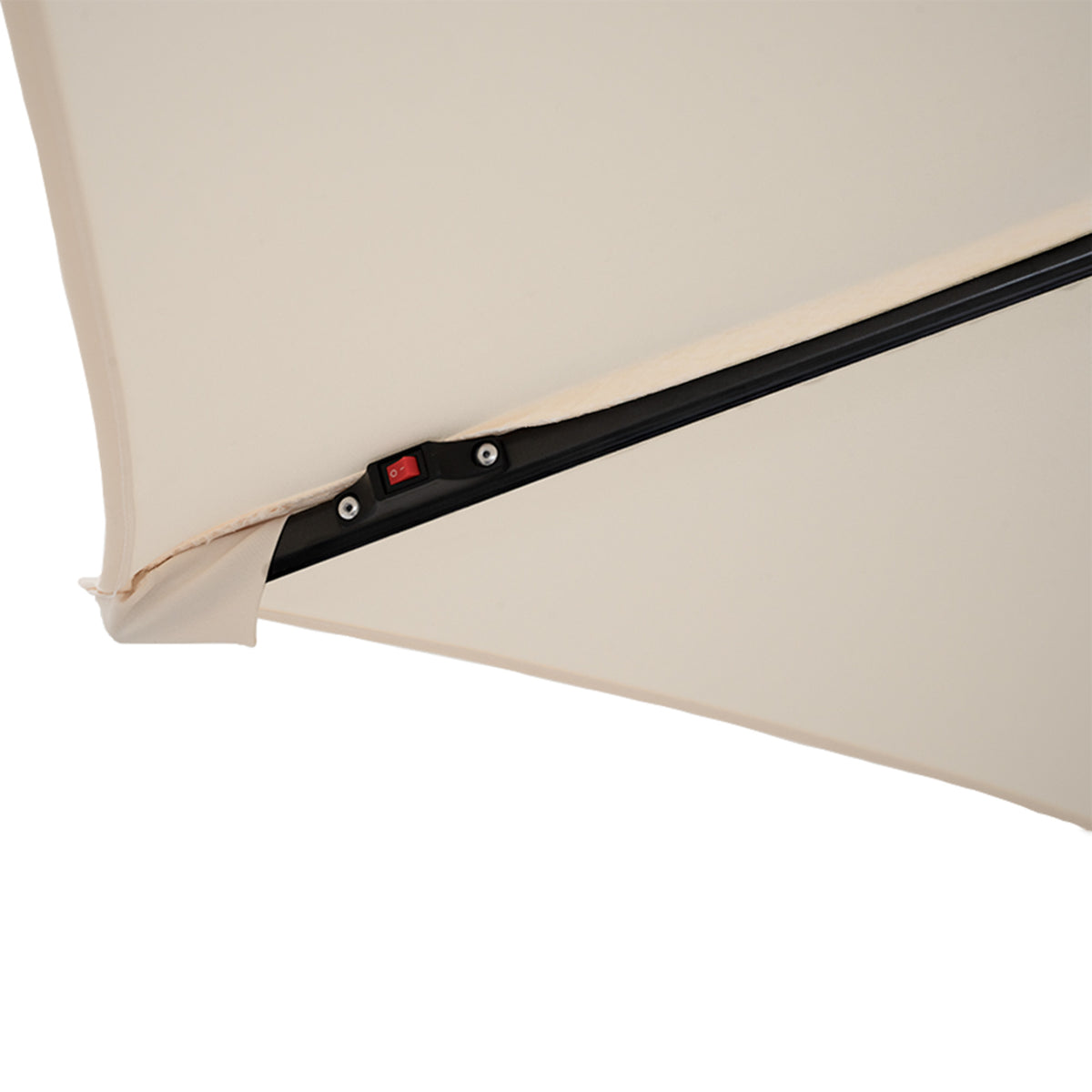 LED Ausleger-Sonnenschirm 3m mit Quadratischem Beschwerungsfuß – Creme