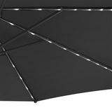 LED Ausleger-Sonnenschirm 3m mit Quadratischem Beschwerungsfuß – Grau