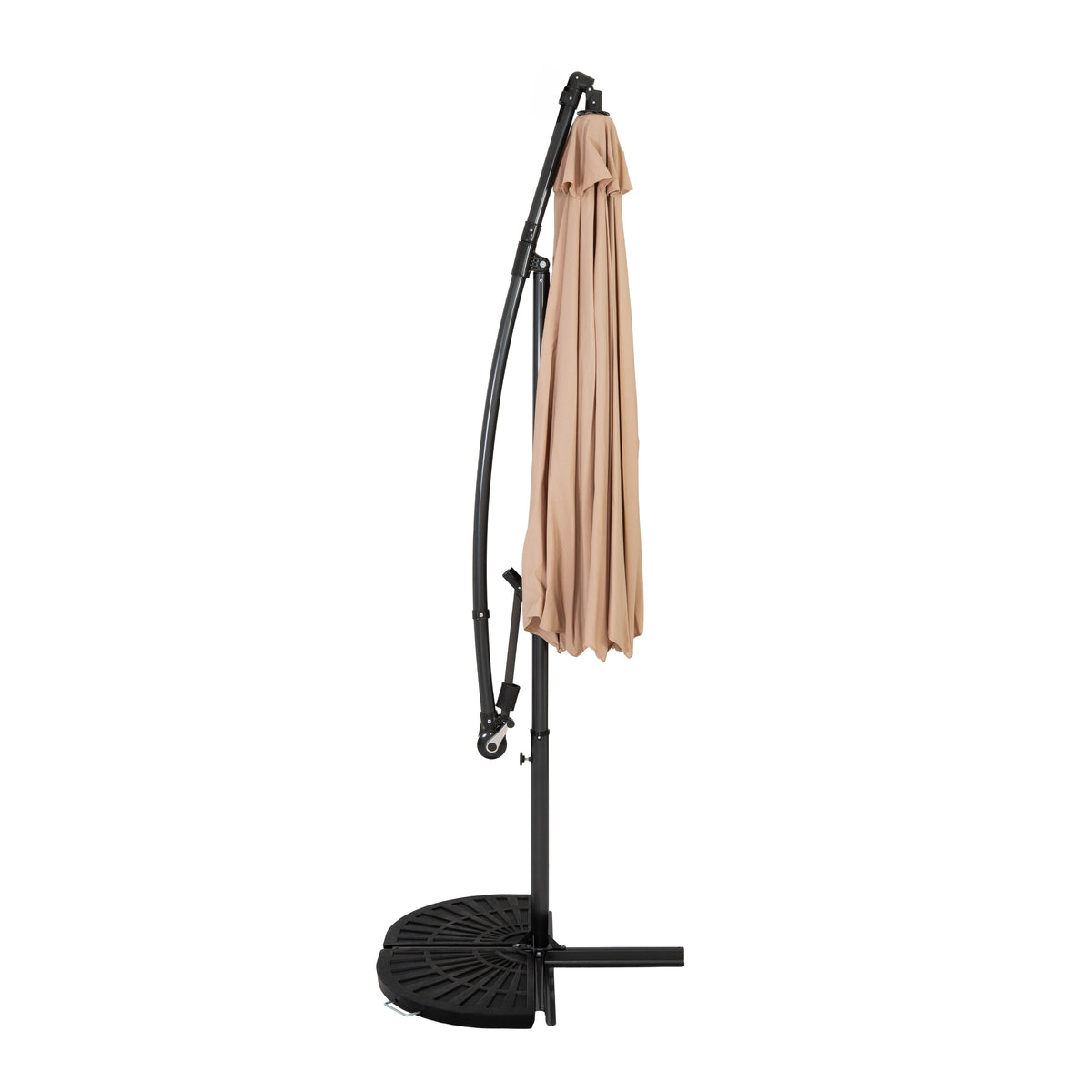 Ausleger-Sonnenschirm 3m mit Halbem Beschwerfuß – Beige