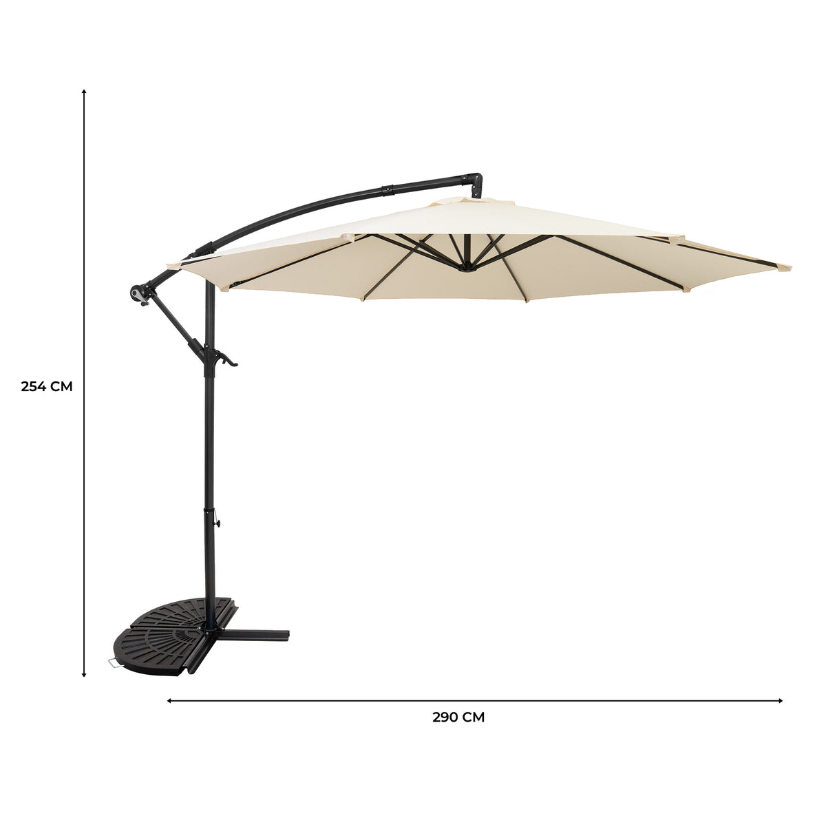 Ausleger-Sonnenschirm 3m mit Halbem Beschwerfuß – Creme