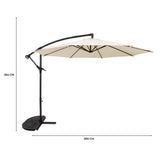 Ausleger-Sonnenschirm 3m mit Halbem Beschwerfuß – Creme