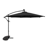 LED Ausleger-Sonnenschirm 3m mit Halbem Beschwerfuß – Schwarz