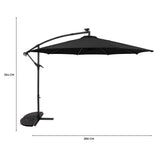 LED Ausleger-Sonnenschirm 3m mit Halbem Beschwerfuß – Schwarz