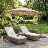 LED Ausleger-Sonnenschirm 3m mit Halbem Beschwerfuß – Beige
