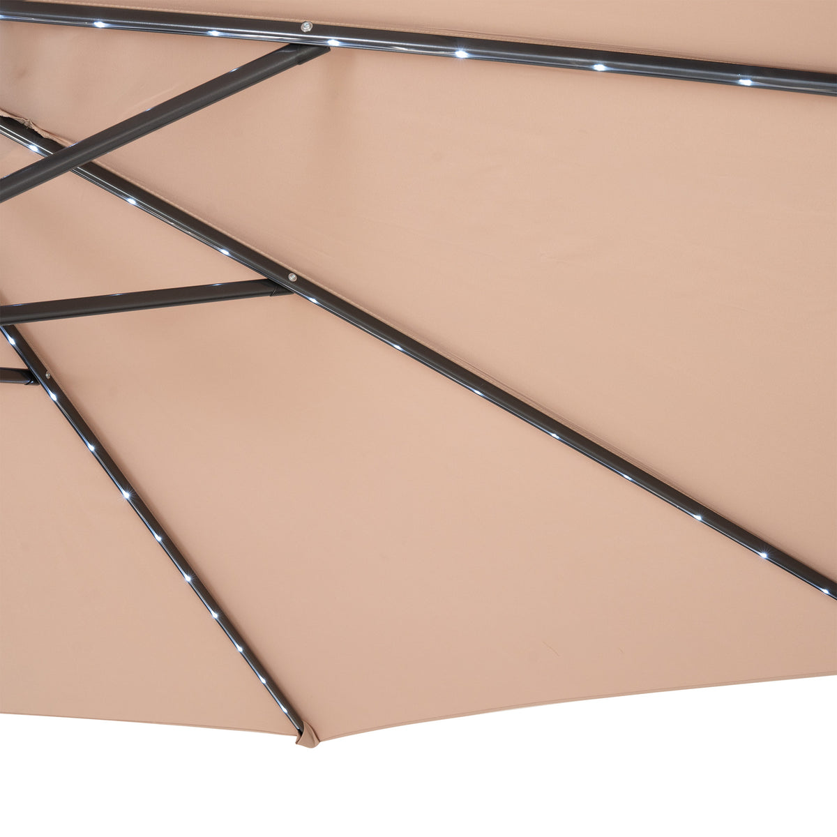 LED Ausleger-Sonnenschirm 3m mit Halbem Beschwerfuß – Beige