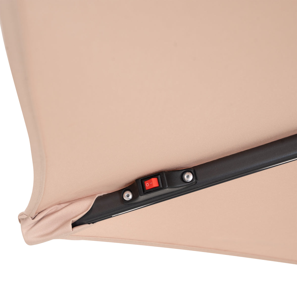 LED Ausleger-Sonnenschirm 3m mit Halbem Beschwerfuß – Beige