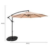 Ausleger-Sonnenschirm 3m mit Beschwerungsfuß - Beige