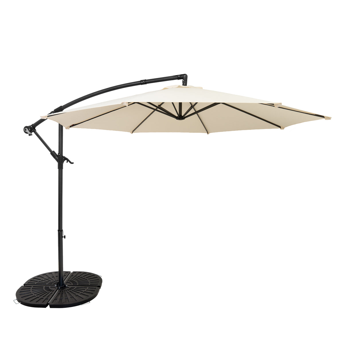 Ausleger-Sonnenschirm 3m mit Beschwerungsfuß - Creme