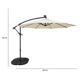 LED Ausleger-Sonnenschirm 3m mit Beschwerungsfuß - Creme