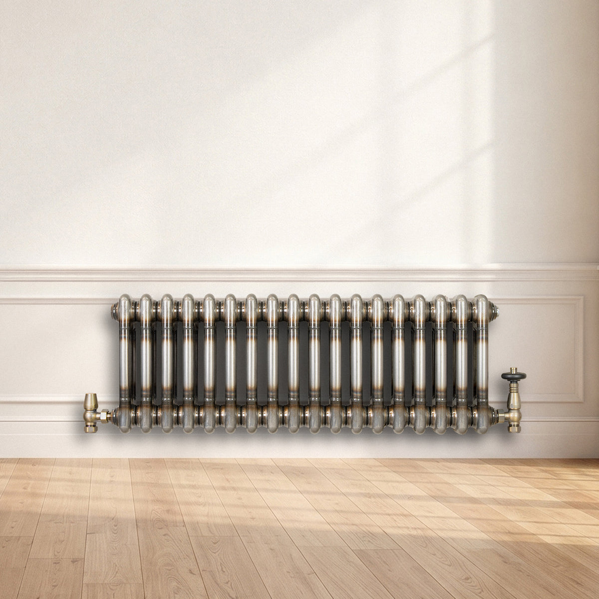 Klassischer 2-Säulen-Heizkörper mit TRV  – 300 x 830 mm – Rohmetall