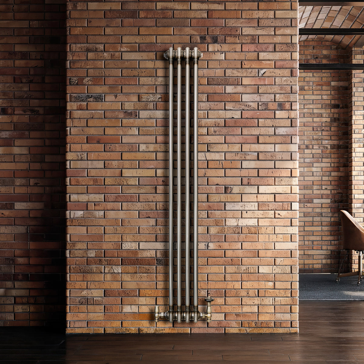 Klassischer 2-Säulen-Heizkörper mit TRV – 1500 x 200 mm - Rohmetall