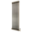 Klassischer 2-Säulen-Heizkörper aus Rohmetall in silberner Farbe, vertikal, mit TRV, 1500 x 470 mm, glänzende Oberfläche und elegante Linienführung