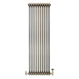 Klassischer 2-Säulen-Heizkörper aus Rohmetall, 1500 x 470 mm, mit glänzender Oberfläche und robusten, runden Rohren