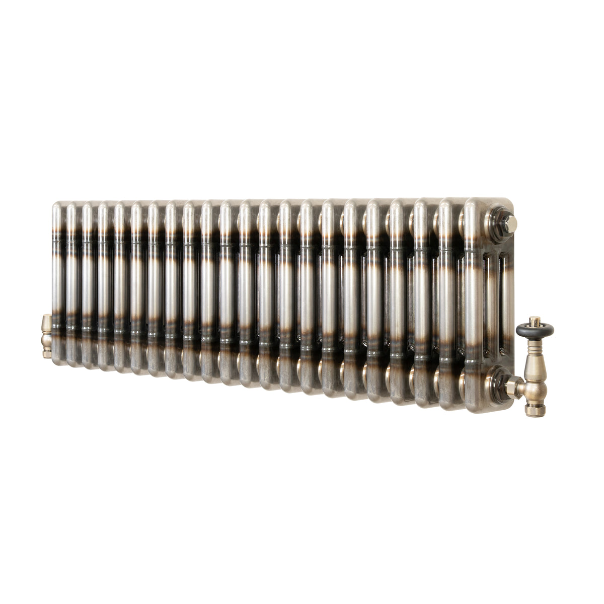 Klassischer 3-Säulen-Heizkörper mit TRV – 300 x 1010 mm - Rohmetall