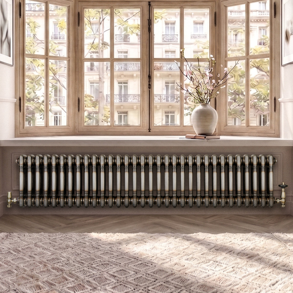 Klassischer 3-Säulen-Heizkörper mit TRV – 300 x 1460 mm - Rohmetall - view 12