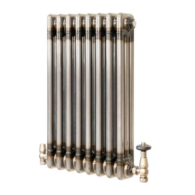 Klassischer 3-Säulen-Heizkörper mit TRV – 600 x 425 mm - Rohmetall