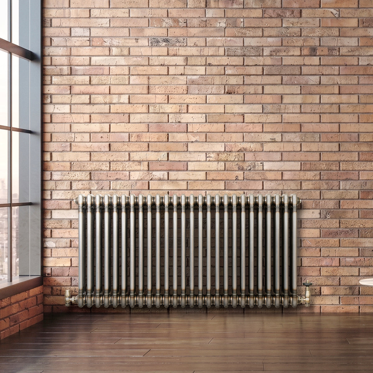 Klassischer 3-Säulen-Heizkörper mit TRV – 600 x 1190 mm - Rohmetall