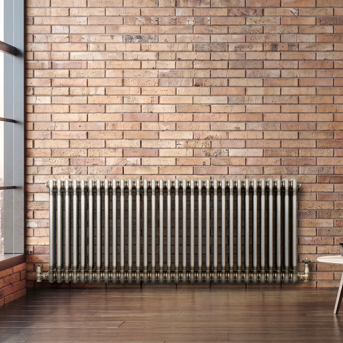 Klassischer 3-Säulen-Heizkörper mit TRV – 600 x 1460 mm - Rohmetall