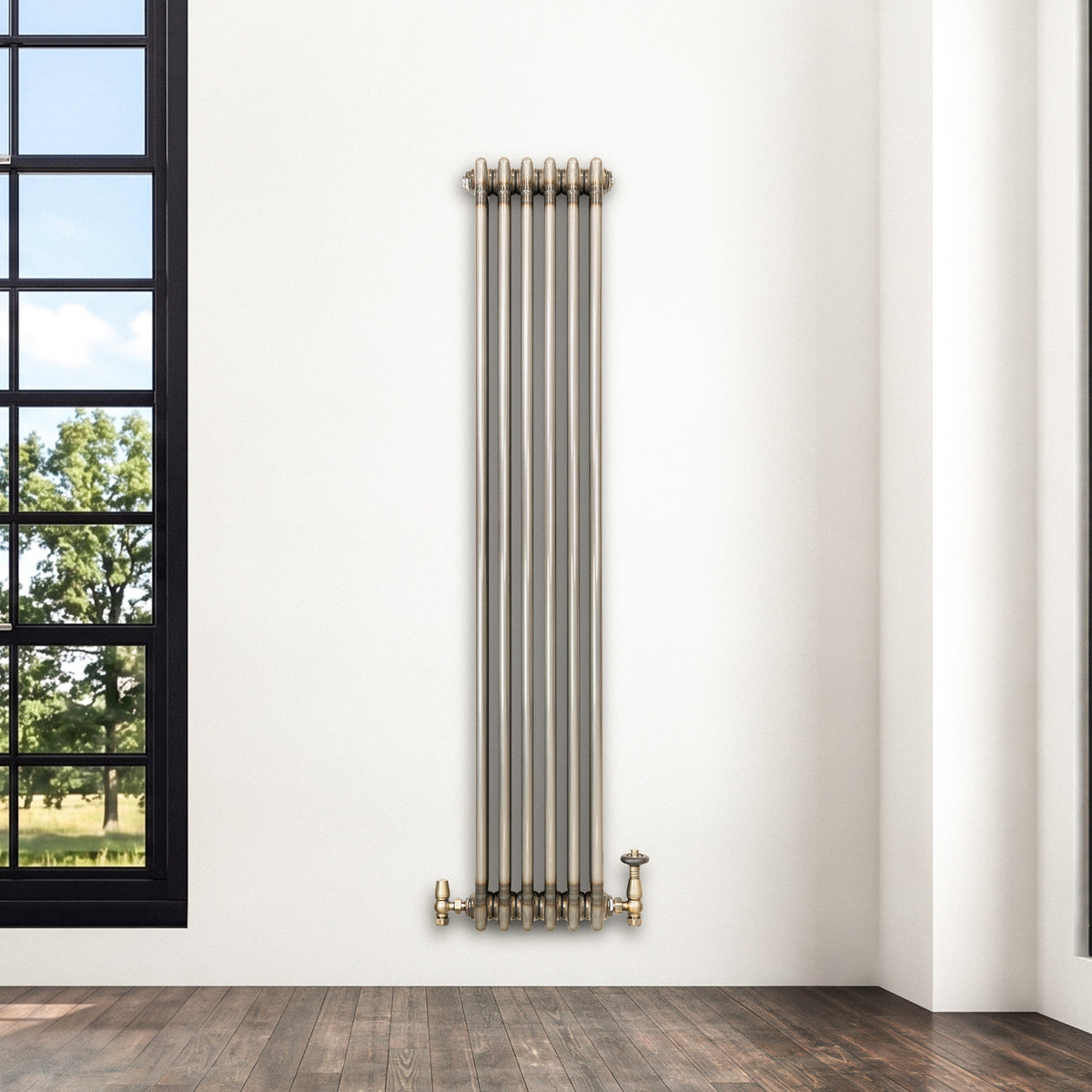Klassischer 3-Säulen-Heizkörper mit TRV – 1500 x 290 mm - Rohmetall - view 4