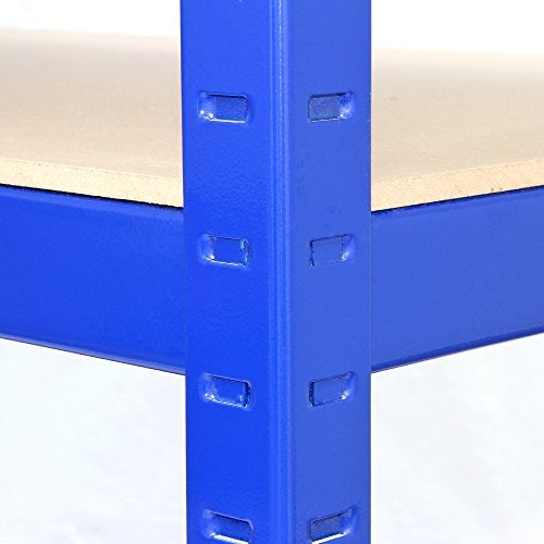 Blaues Monster Racking T-Rax Lagerregal mit stabilen Metallstreben und einer robusten Holzablage, ideal für Lagerung und Organisation