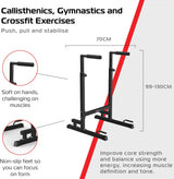 Schwarze Parallettes XL Dip-Barren mit rutschfesten Füßen, verstellbarer Höhe von 99 bis 130 cm, ideal für Krafttraining und Gymnastik