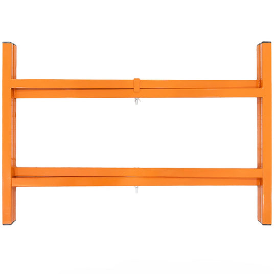 Robuste orangefarbene Metallregalhalterung mit stabilen Querstreben, ideal für die Lagerung in Werkstätten oder Garagen