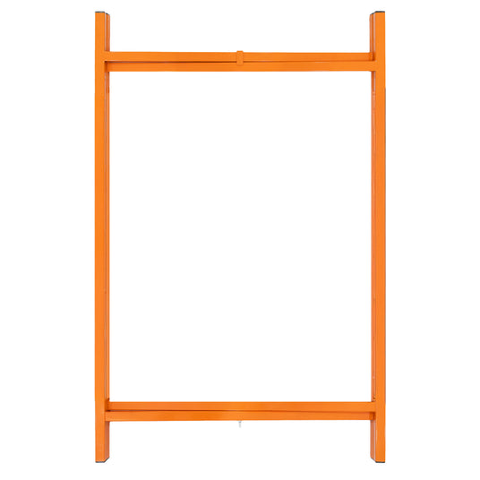 Ein leuchtend orangefarbener, stabiler Metallrahmen mit rechteckiger Form, ideal für den Einsatz in verschiedenen Bau- oder Präsentationsprojekten