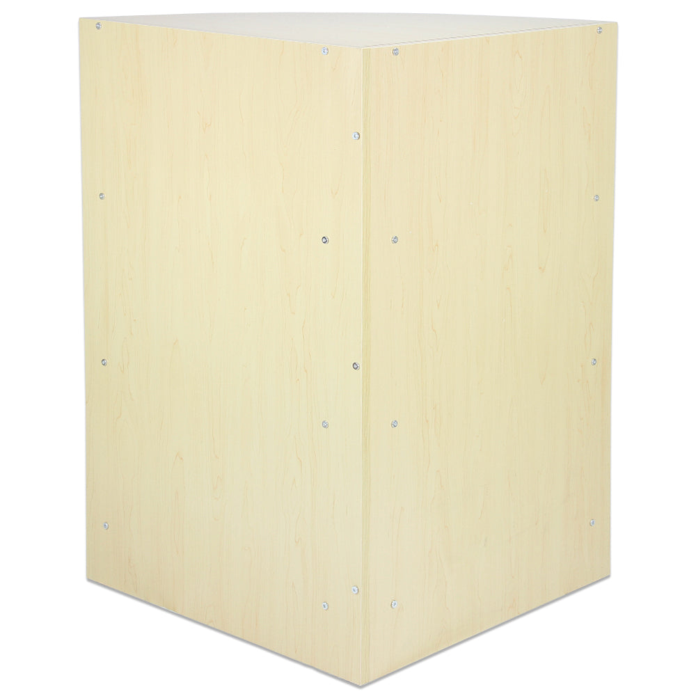 Moderne Verkaufstheke aus hellem Holz mit glatter Oberfläche, abgerundeten Kanten und silbernen Schrauben, ideal für Empfangsbereiche und Ladeneinrichtungen