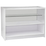 Brillant-weißes Ladenmöbel C1200 mit Glasablage, modernem Design und glatter Oberfläche, ideal für die Präsentation von Produkten