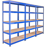 Robustes blaues Q-Rax Lagerregal mit sechs Regalböden, ideal für die Aufbewahrung von Werkzeugen und Materialien, Maße 90cm x 180cm x 50cm