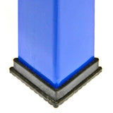 Robuster blauer Metallrahmen mit einer stabilen, gummierten Basis für die Werkbank Q-Rax 120cm, ideal für Werkstätten und Heimwerkerprojekte