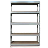 Robustes Q-Rax Lagerregal in Silber mit vier stabilen Regalböden, ideal für die Aufbewahrung von Werkzeugen und Materialien, Maße 120cm x 180cm x 50cm